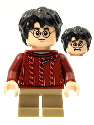 Hp278 - LEGO Minifigurák - Harry Potter - Dark Red Torn Sweater, Dark Tan Short Legs
