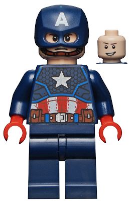 Sh686 - LEGO Minifigurák - Captain America - Dark Blue Suit, Red Hands, Helmet