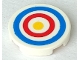 Tile, Round 2 x 2 with Bottom Stud Holder with Blue and Red Circles and Yellow Dot Archery Target Pattern