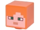 Minifigure, Head, Modified Cube with Pixelated Light Nougat Face, Green Eyes, and Nougat Mouth Pattern (Minecraft Alex)