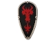 Minifigure, Shield Oval with Red Fire Breathing Dragon Head on Black Background Pattern