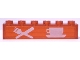 Brick 1 x 6 without Bottom Tubes with White Knife & Fork, Cup & Saucer Pattern