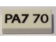 Tile 1 x 2 with Black 'PA7 70' Pattern