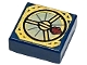 Tile 1 x 1 with Gold and Tan Magic Compass with Thick Dark Red Needle Pattern