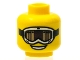 Minifigure, Head White Ski Goggles with Black Strap and Dark Tan and Dark Brown Lens, Open Mouth Smile with Teeth Pattern