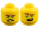 Minifigure, Head Dual Sided Reddish Brown Eyebrows, Green Eyes, Lopsided Open Mouth Grin / Gritted Teeth Pattern (Lloyd)