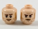 Minifigure, Head Dual Sided Reddish Brown Eyebrows and Stubble, Medium Nougat Sideburns, Moustache, Cheek Lines, and Chin Dimple, Grin / Determined Pattern