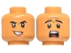 Minifigure, Head Dual Sided Black Eyebrows, Dark Orange Furrows, Evil Smile / Scared Pattern