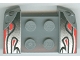Vehicle, Mudguard 2 x 4 with Headlights Overhang with Silver Flames and Red Stripes Pattern