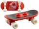 Minifigure, Utensil Skateboard with Mag Wheel Holders and White Mag Wheels with Black Surface and White Triangular Logo Pattern (Stickers) - Set 3535