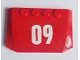 Wedge 4 x 6 x 2/3 Triple Curved with White '09' on Red Background Pattern (Sticker) - Set 60110
