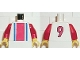 Torso Soccer Vertical Red and Blue Stripes and Number 9 on Back Pattern / Red Arms / Yellow Hands