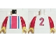 Torso Soccer Vertical Red and Blue Stripes and Number 2 on Back Pattern / Red Arms / Yellow Hands