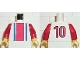 Torso Soccer Vertical Red and Blue Stripes and Number 10 on Back Pattern / Red Arms / Yellow Hands