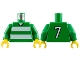Torso Soccer Uniform Shirt with White Horizontal Stripes, Neck, and Number  7 on Back Pattern / Green Arms / Yellow Hands