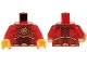 Torso Dark Red and Gold Armor and Necklace with Orange Round Jewel (Fire Chi) Pattern / Red Arms / Yellow Hands