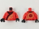 Torso Ninjago Robe with Black Hem and Gold Dragon Pattern / Red Arms / Black Hands