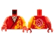 Torso Tunic, White Scarf, Bright Light Orange Flame Trim, Core Logo on Back Pattern / Bright Light Orange Arm Left / Red Arm Right / Red Hands