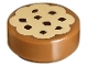 Tile, Round 1 x 1 with Cookie with Tan Frosting and Reddish Brown Chocolate Sprinkles Pattern