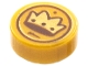 Tile, Round 1 x 1 with Gold and Dark Brown Crown Coin Pattern