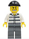 Police - Jail Prisoner 50380 Prison Stripes, Dark Bluish Gray Legs, Black Knit Cap, Gold Tooth