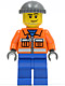 Construction Worker - Orange Zipper, Safety Stripes, Orange Arms, Blue Legs, Dark Bluish Gray Knit Cap