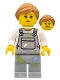 Fence Painter - Female, Light Bluish Gray Overalls with Paint Splotches, Medium Nougat Ponytail