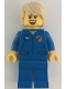 Astronaut - Female, Blue Jumpsuit, Tan Hair Tousled with Side Part, Freckles, Open Mouth Smile