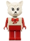 Fabuland Cat - Catherine / Cathy Cat (Cook), White Head and Top with Red Bow
