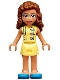 Friends Olivia (Nougat) - Bright Light Yellow Dress with Heart Buttons, Blue Shoes
