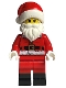 Santa - Fur Lined Jacket with Candy Cane on Back, Red Legs with Black Boots, Santa Hat with Printed Red Top
