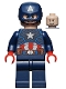 Captain America - Dark Blue Suit with Reddish Brown Belt, Red Hands, Helmet